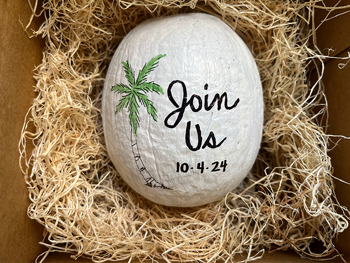 Coconut event announcement with elegant minimalist design